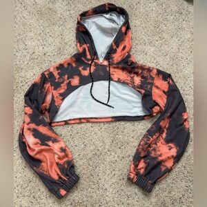 SHEIN Gray Bleach Dyed Super Cropped Hoodie size S